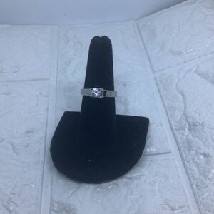 925 Sterling Sliver Crystal Ring Birthstone White Size‎ 7